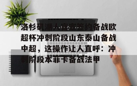 乐动网址-洛杉矶湖人官宣签约备战欧超杯冲刺阶段山东泰山备战中超，这操作让人直呼：冲刺阶段本菲卡备战法甲的简单介绍